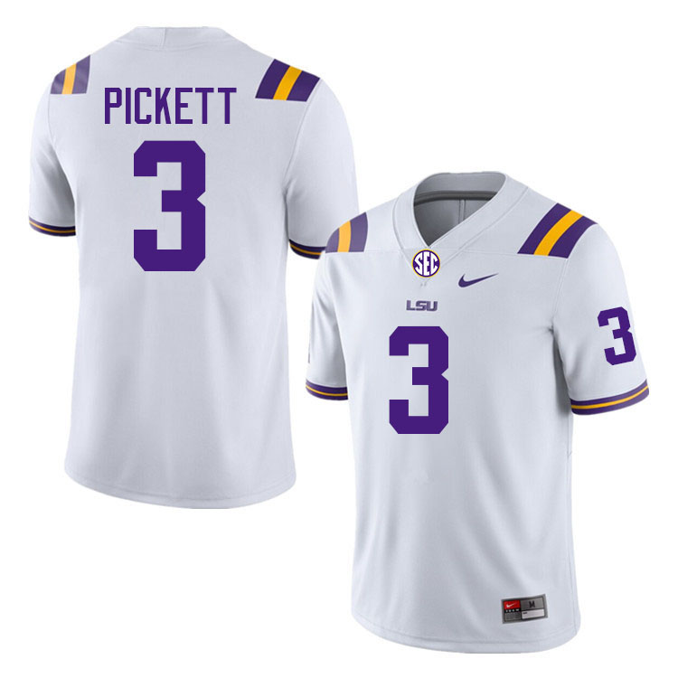 #3 DJ Pickett LSU Tigers Jersey,Louisiana State University Tigers Football Jersey-White #3 DJ Pickett LSU Tigers Jersey,Louisiana State University Tigers Football Jersey-White